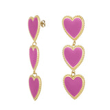Hearts In A Row Earrings Pink