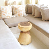 Massive Round Wooden Side Table Ø30 cm MANADO Small Table made of Rain Tree Wood with Natural Two-Coloured Grain