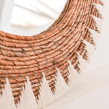Ronde Boho Spiegel 60 cm | Handgemaakte geweven wandspiegel AWAN | Wanddecoratie met patroon gemaakt van katoenen koorden
