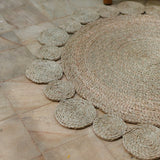 Round Waterhyacinth Rug 90/110 cm LAORA Woven Carpet Beige (2 sizes)