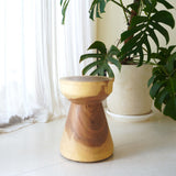 Massive Round Wooden Side Table Ø30 cm MANADO Small Table made of Rain Tree Wood with Natural Two-Coloured Grain