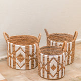 Laundry Basket Plant Basket Large Storage Basket Round NASARI Made of Banana Fibre with a Macrame Pattern made of Cotton