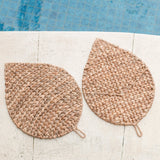 Placemat leaf-shaped (Set of 2, 4 or 6) 48 cm | Boho Table Mat DITU made from Water Hyacinth